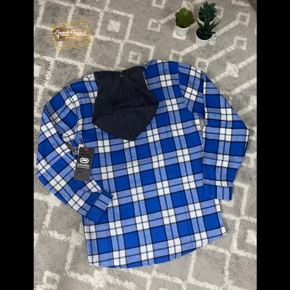 Ecko Unltd Big Boys Blue Long Sleeve Shirt Gray Hoodie - Picture 2 of 4
